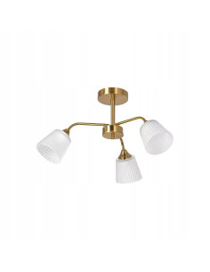 Plafon złoty VINTAGE z mlecznymi kloszami - elegancka lampa sufitowa do nowoczesnych wnętrz i mieszkań na wynajem