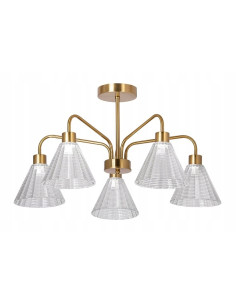 Lampa wisząca Venti VINTAGE z złotymi kloszami martini, 5-punktowa, nowoczesne oświetlenie do wnętrz