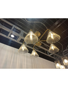 Lampa wisząca Venti VINTAGE z złotymi kloszami martini, 5-punktowa, nowoczesne oświetlenie do wnętrz 2