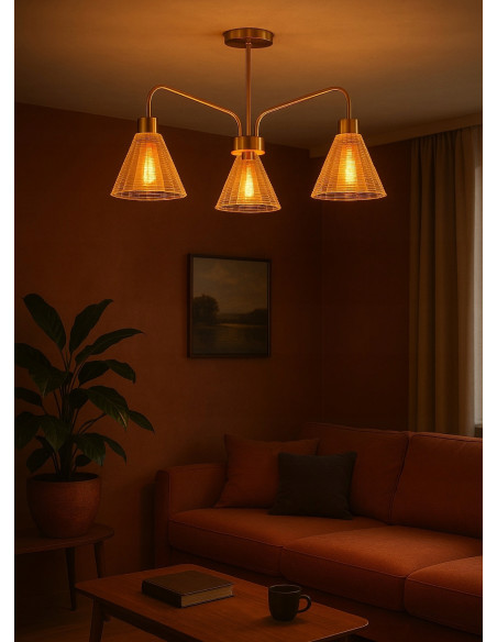 Lampa wisząca Plafon Martini w kolorze złotym – nowoczesny styl do kuchni, salonu i jadalni z kolekcji Flamma.