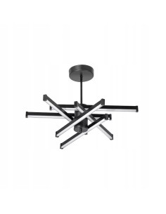 Elegancki czarny plafon LED 60W z 6 punktami świetlnymi - nowoczesne oświetlenie do salonu, jadalni i biura.