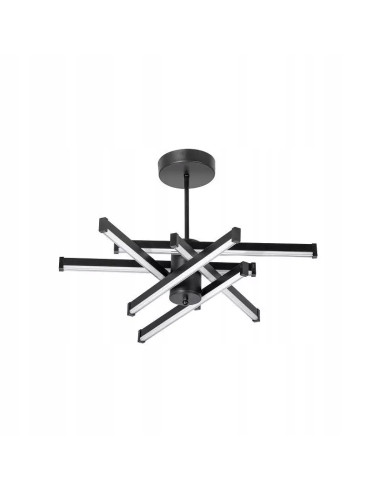 Elegancki czarny plafon LED 60W z 6 punktami świetlnymi - nowoczesne oświetlenie do salonu, jadalni i biura.