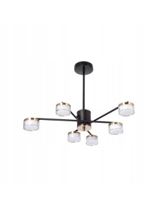 Elegancka lampa LED 6-punktowa z długimi ramionami, biało-złota, idealna do nowoczesnych wnętrz i klatek schodowych