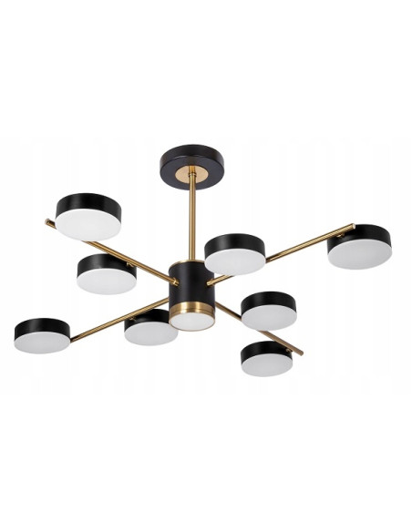 Elegancka lampa LED Venti POINTS czarno-złota, nowoczesny design do sypialni i innych wnętrz, 9 punktów świetlnych