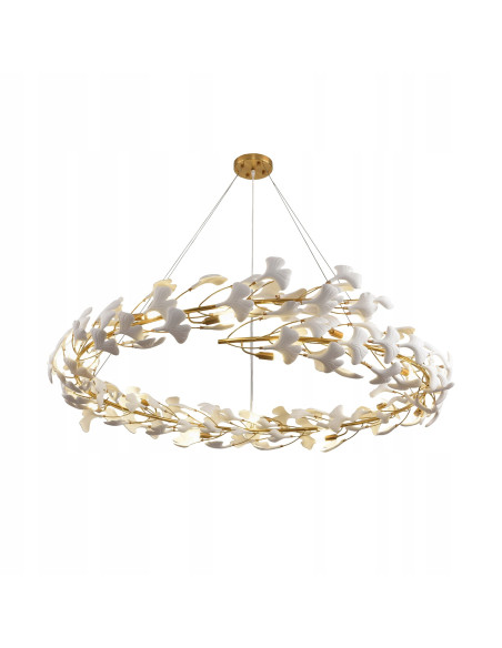 Lampa ceramiczna BOTANIKA 150cm z złotą ramą - elegancka dekoracja do salonu i biura w stylu nowoczesnym