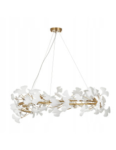 Lampa wisząca RING w złotej ceramice - elegancka lampa do wnętrz hotelowych z regulacją wysokości i 10 punktami świetlnymi. 2