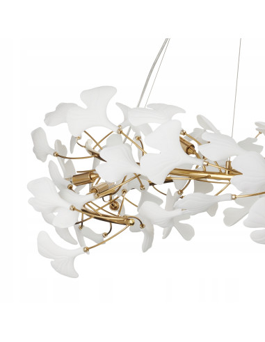 Lampa ceramiczna BOTANIKA 150cm z złotą ramą - elegancka dekoracja do salonu i biura w stylu nowoczesnym