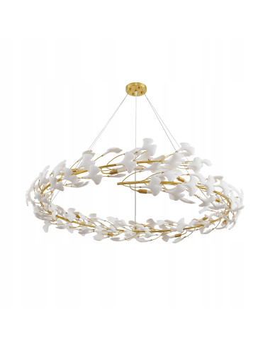 Lampa ceramiczna BOTANIKA 150cm z złotą ramą - elegancka dekoracja do salonu i biura w stylu nowoczesnym