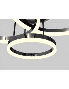 Nowoczesna lampa sufitowa PERPIGNON LED z trzema pierścieniami, czarny chrom, ściemnianie, idealna do eleganckich wnętrz. 2