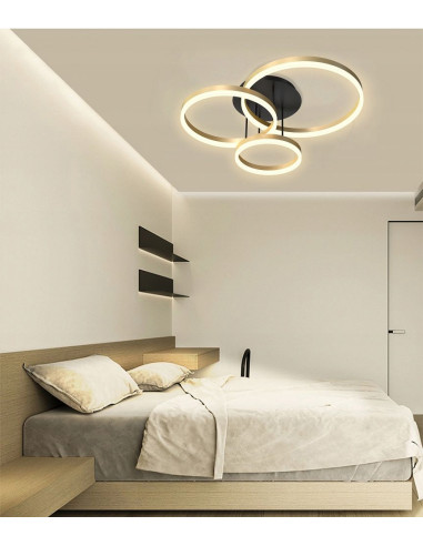 Lampa sufitowa PERPIGNON z złotymi akcentami LED – elegancki plafon nowoczesny do stylowych wnętrz