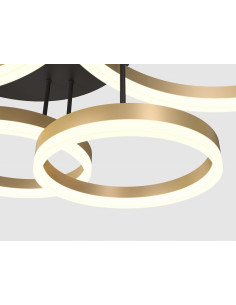 Lampa sufitowa PERPIGNON LED z 5 złotymi okręgami – elegancka, ściemniana lampa do salonu, sypialni i biura. 2