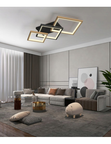 Lampa sufitowa MATERA 37W - Elegancka lampa w drewnie i czerni, idealna do sypialni, salonu i biura.