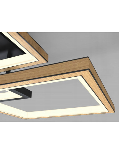 Lampa sufitowa MATERA z drewna, 3-punktowa LED, regulacja natężenia światła - nowoczesny design do salonu i jadalni