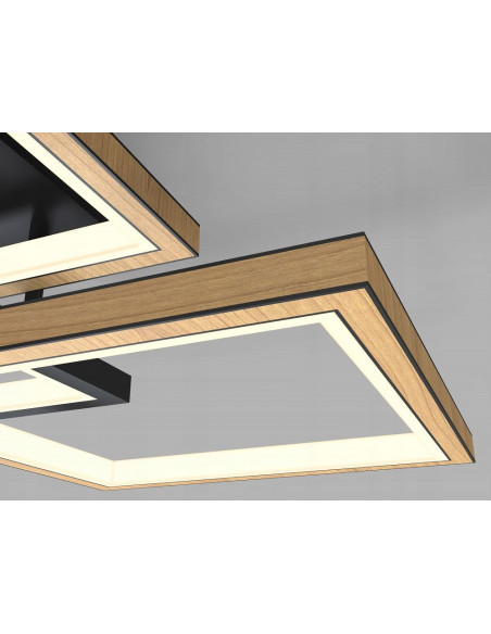 Lampa sufitowa MATERA z drewna, 3-punktowa LED, regulacja natężenia światła - nowoczesny design do salonu i jadalni