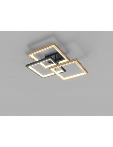 Lampa sufitowa MATERA z drewna, 3-punktowa LED, regulacja natężenia światła - nowoczesny design do salonu i jadalni