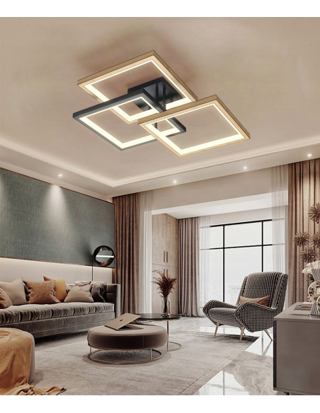 Lampa sufitowa MATERA z drewna, 3-punktowa LED, regulacja natężenia światła - nowoczesny design do salonu i jadalni