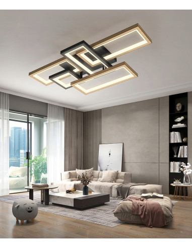 Lampa sufitowa MATERA LED w kształcie samolotu, 5-punktowa, regulowana jasność, nowoczesny design czarno-brązowy