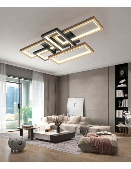 Lampa sufitowa MATERA LED w kształcie samolotu, 5-punktowa, regulowana jasność, nowoczesny design czarno-brązowy