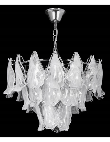 Luksusowy żyrandol Venti Crystal z mlecznymi kloszami E27, idealny do nowoczesnych aranżacji wnętrz.