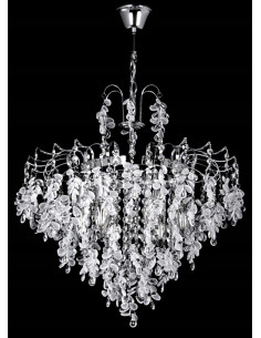 Kryształowy Żyrandol Venti Flores E14 w kolorze srebrnym – Luksusowa Lampa do Stylowych Wnętrz