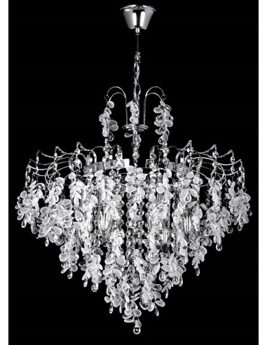Kryształowy Żyrandol Venti Flores E14 w kolorze srebrnym – Luksusowa Lampa do Stylowych Wnętrz