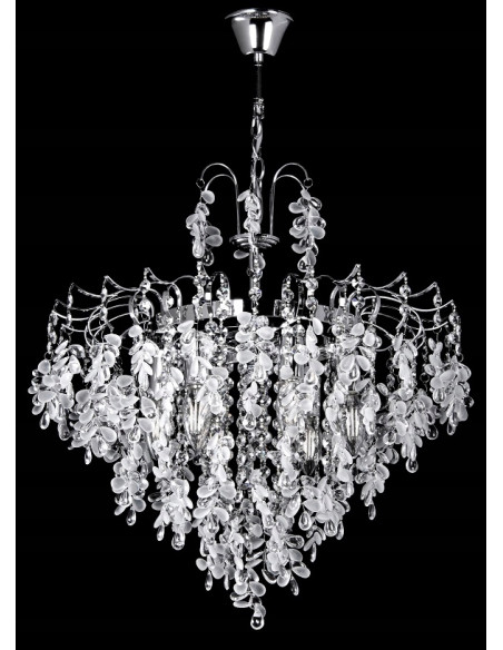Kryształowy Żyrandol Venti Flores E14 w kolorze srebrnym – Luksusowa Lampa do Stylowych Wnętrz