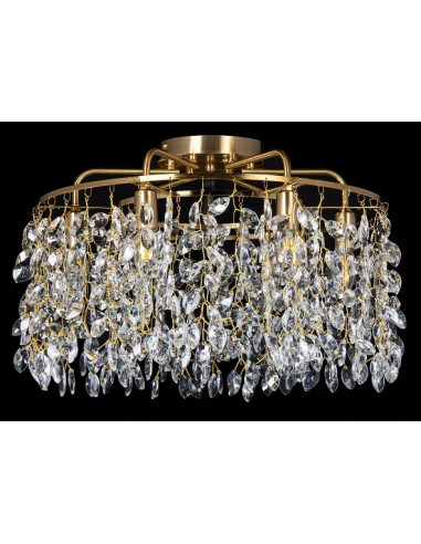 Lampa Kryształowa Primavera E14 z Złotą Ramą – Elegancki Plafon do Sypialni i Wnętrz od Venti