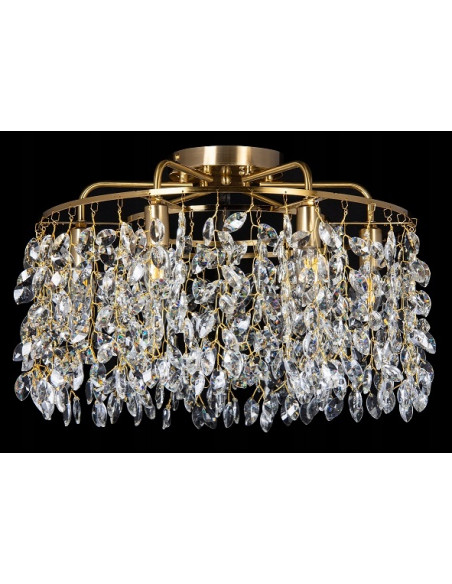 Lampa Kryształowa Primavera E14 z Złotą Ramą – Elegancki Plafon do Sypialni i Wnętrz od Venti