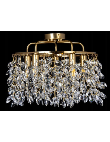 Nowoczesny złoty plafon kryształowy Venti Primavera - elegancka lampa sufitowa do sypialni i salonu