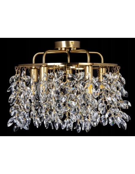 Nowoczesny złoty plafon kryształowy Venti Primavera - elegancka lampa sufitowa do sypialni i salonu