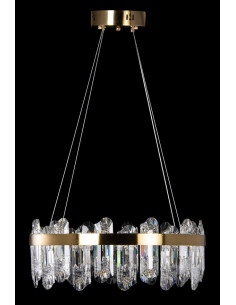 Kryształowa Lampa Ring LED w Złotym Wykończeniu - Elegancka Ozdoba do Wnętrz i Salonów Fryzjerskich