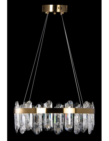 Kryształowa Lampa Ring LED w Złotym Wykończeniu - Elegancka Ozdoba do Wnętrz i Salonów Fryzjerskich