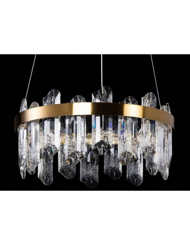 Kryształowa Lampa Ring LED w Złotym Wykończeniu - Elegancka Ozdoba do Wnętrz i Salonów Fryzjerskich