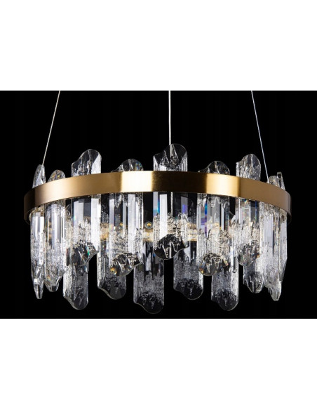 Kryształowa Lampa Ring LED w Złotym Wykończeniu - Elegancka Ozdoba do Wnętrz i Salonów Fryzjerskich