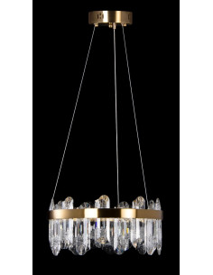 Lampa LED RING z kryształami na złotej obręczy – nowoczesne oświetlenie do salonu i sypialni Venti MODERN