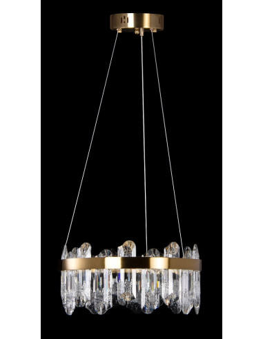 Lampa LED RING z kryształami na złotej obręczy – nowoczesne oświetlenie do salonu i sypialni Venti MODERN