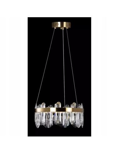 Lampa LED RING z kryształami na złotej obręczy – nowoczesne oświetlenie do salonu i sypialni Venti MODERN