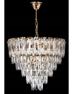 Lampa kryształowa Venti Tortowa, złota, 9-punktowa, elegancka do luksusowych wnętrz hotelowych i domowych