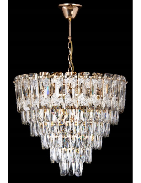 Lampa plafonowa Venti CRYSTAL w złocie z kryształami, 7 punktów światła E27, nowoczesny design do eleganckich wnętrz