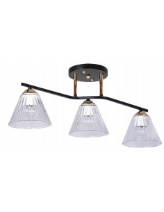 Lampa sufitowa PRIZM z 3 kloszami na czarnej listwie - nowoczesne oświetlenie do salonu i wnętrz, E27, Venti