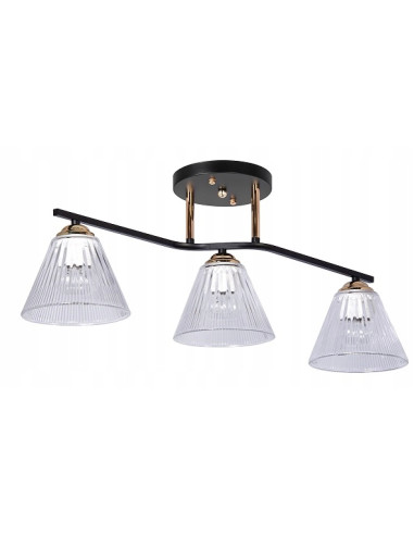 Lampa sufitowa PRIZM z 3 kloszami na czarnej listwie - nowoczesne oświetlenie do salonu i wnętrz, E27, Venti