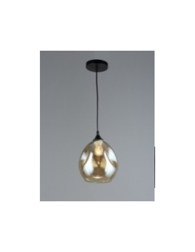 Nowoczesna Lampa Wisząca z Bursztynowym Kloszem - Elegancja i Styl do Jadalni i Salonu