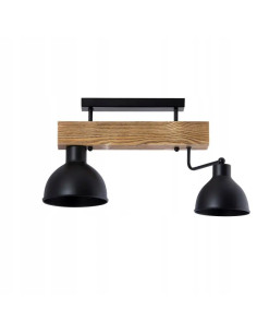 Plafon drewniany Venti z regulowanymi kloszami, 2x60W, nowoczesny design do każdego wnętrza, kolor czarny/beżowy