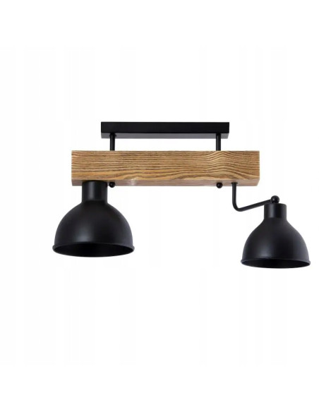 Plafon drewniany Venti z regulowanymi kloszami, 2x60W, nowoczesny design do każdego wnętrza, kolor czarny/beżowy