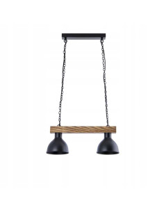Lampa wisząca loftowa Wood z drewnianymi akcentami, 3-punktowa, czarne klosze, idealna do restauracji i wnętrz.