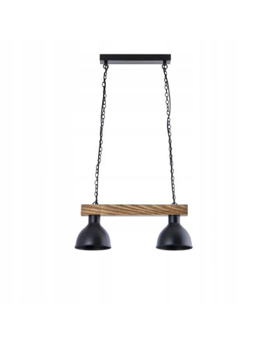 Lampa wisząca loftowa Wood z drewnianymi akcentami, 3-punktowa, czarne klosze, idealna do restauracji i wnętrz.