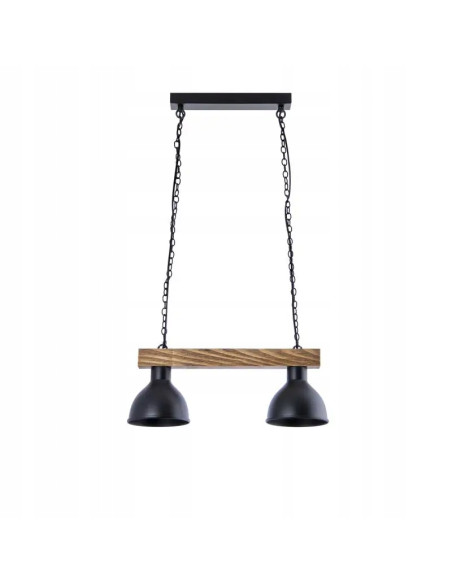Lampa wisząca loftowa Wood z drewnianymi akcentami, 3-punktowa, czarne klosze, idealna do restauracji i wnętrz.