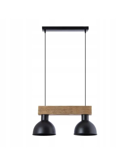 Lampa Wisząca Wood 2 w Stylu Loft - Podwójna Lampa Industrialna z Drewnianym Akcentem do Jadalni i Kuchni