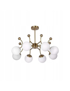 Lampa żyrandolowa Venti Vintage w kolorze złotym z białymi kulami – elegancka dekoracja do jadalni i salonu