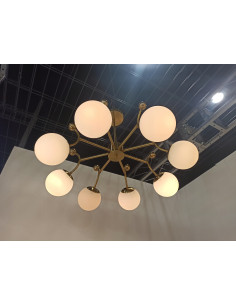 Lampa żyrandolowa Venti Vintage w kolorze złotym z białymi kulami – elegancka dekoracja do jadalni i salonu 2